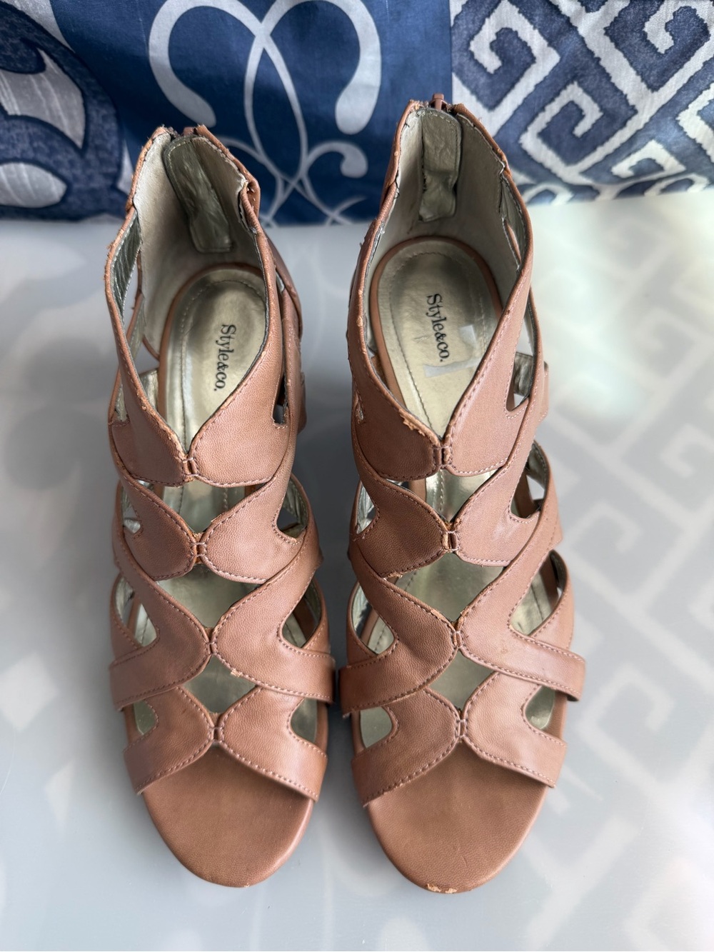 Style & Co. Women's Blush Pink Cutout Heeled Sandals